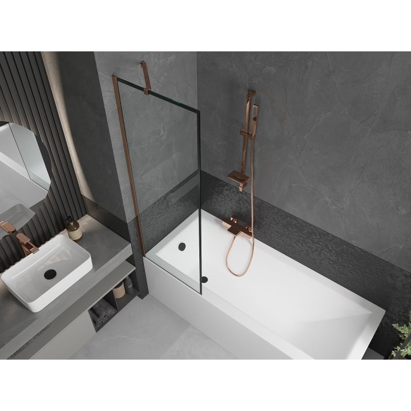 Mexen Next vannitoavahesein 1-osaline 60 x 150 cm, must raam, roosa kuld - 895-060-000-00-70-60
