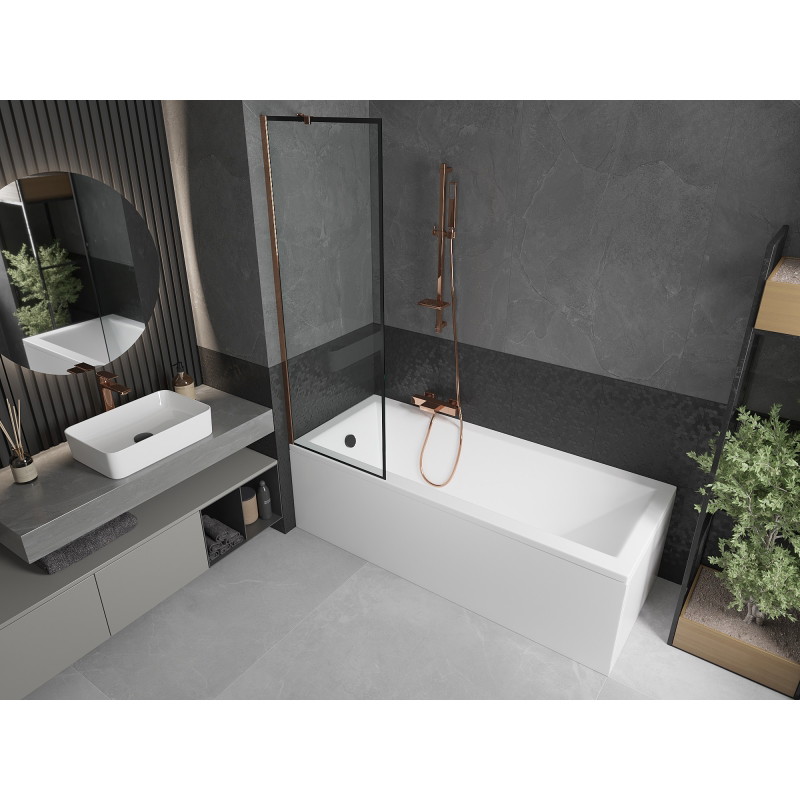 Mexen Next vannitoavahesein 1-osaline 60 x 150 cm, must raam, roosa kuld - 895-060-000-00-70-60
