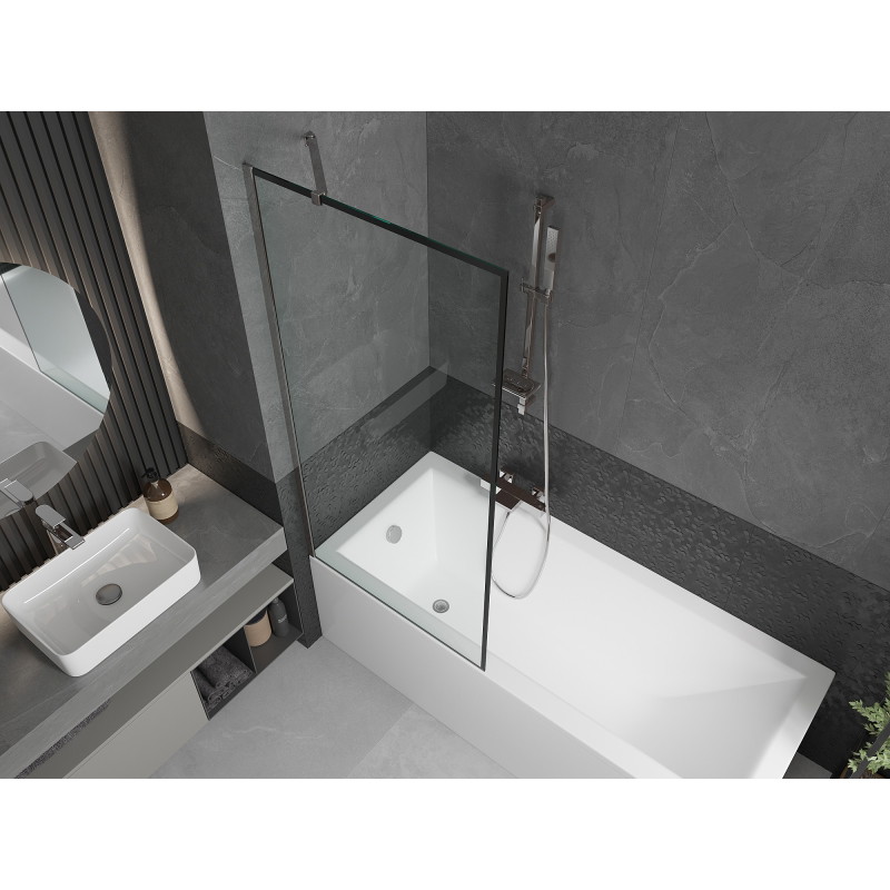 Mexen Next 1-tiivaline vannisein 80 x 150 cm, must raam, kroom - 895-080-000-00-70-01