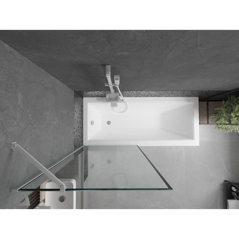 Mexen Next duschskärm 1-delad 80 x 150 cm, svart ram, vit - 895-080-000-00-70-20