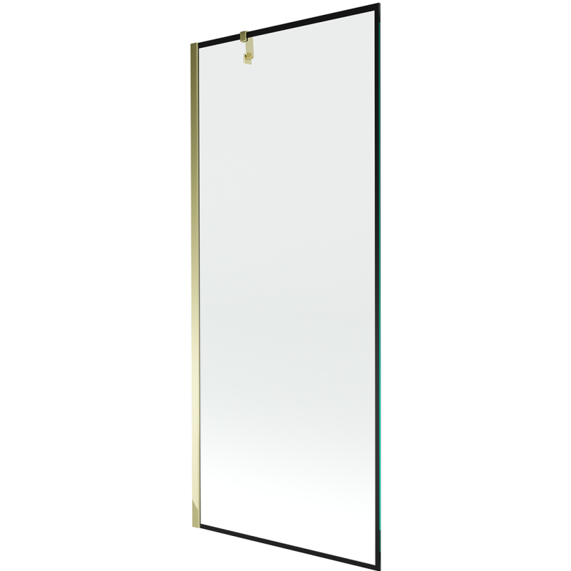 Mexen Next mampara de baño de 1 hoja 80 x 150 cm, marco negro, dorado - 895-080-000-00-70-50