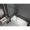 Mexen Next paroi de baignoire 1 volet 80 x 150 cm, cadre noir, or rose - 895-080-000-00-70-60