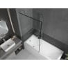 Mexen Next Badewannenabtrennung 1-flügelig 90 x 150 cm, schwarzer Rahmen, Chrom - 895-090-000-00-70-01