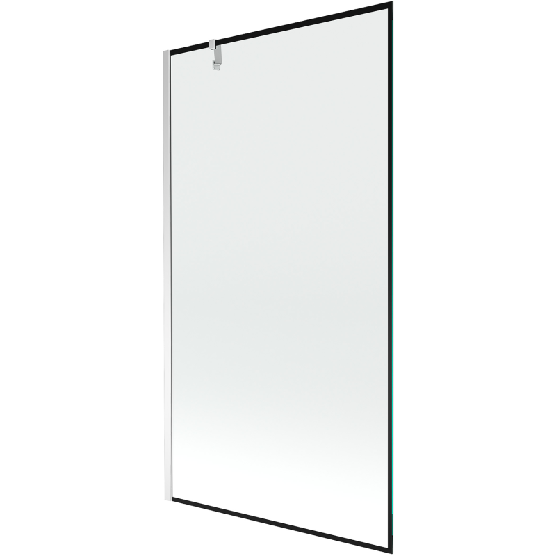 Mexen Next Duschwand für die Badewanne, 1-flügelig 100 x 150 cm, schwarzer Rahmen, Chrom - 895-100-000-00-70-01