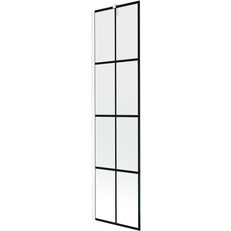 Mexen Next Badewannenabtrennung 1-flügelig 50 x 150 cm, schwarzes Gitter, weiß - 895-050-000-00-77-20