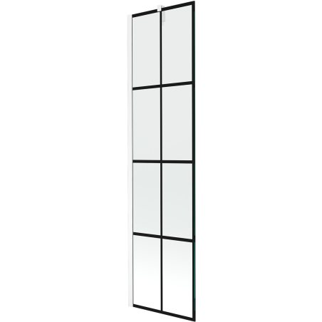 Mexen Next Badewannenabtrennung 1-flügelig 50 x 150 cm, schwarzes Gitter, weiß - 895-050-000-00-77-20