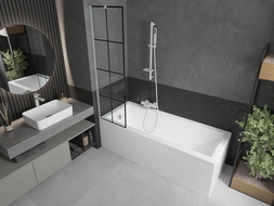 Mexen Next paratia doccia a un'anta 50 x 150 cm, griglia nera, bianco - 895-050-000-00-77-20