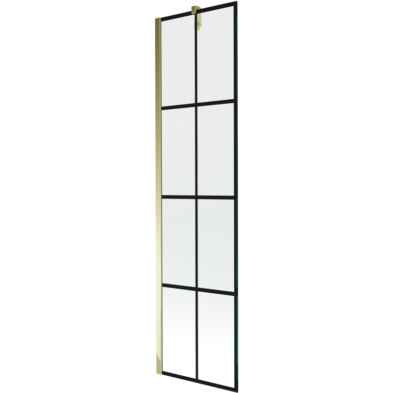 Mexen Next paroi de baignoire 1 volet 50 x 150 cm, grille noire, or - 895-050-000-00-77-50