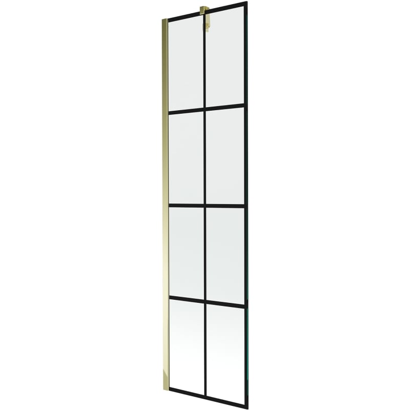 Mexen Next pregrada za kadu s jednim krilom 50 x 150 cm, crna rešetka, zlatna - 895-050-000-00-77-50