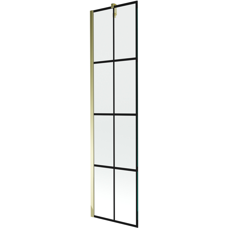 Mexen Next yksiovinen kylpyammeen suojaseinä 50 x 150 cm, musta ruudukko, kultainen - 895-050-000-00-77-50