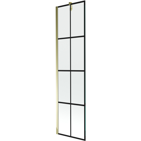 Mexen Next pregrada za kadu s jednim krilom 50 x 150 cm, crna rešetka, zlatna - 895-050-000-00-77-50