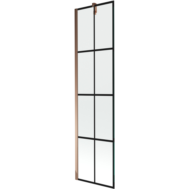 Mexen Next parawan nawannowy 1-skrzydłowy 50 x 150 cm, czarna kratka, różowe złoto - 895-050-000-00-77-60