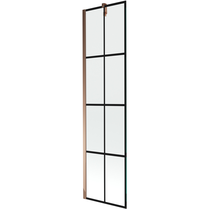 Mexen Next yksiovinen kylpyhuoneseinä 50 x 150 cm, musta ruudukko, ruusukulta - 895-050-000-00-77-60