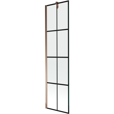 Mexen Next parawan nawannowy 1-skrzydłowy 50 x 150 cm, czarna kratka, różowe złoto - 895-050-000-00-77-60