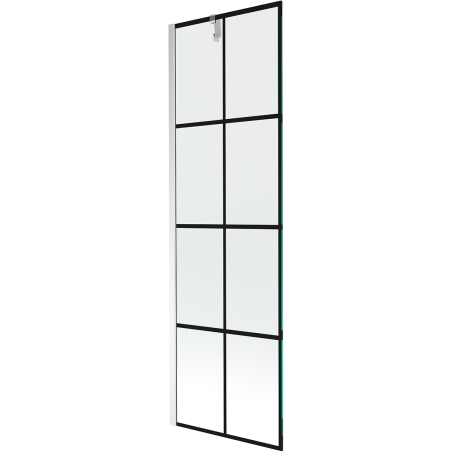 Mexen Next Badewannenwand 1-flügelig 60 x 150 cm, schwarzes Raster, Chrom - 895-060-000-00-77-01