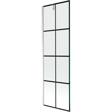 Mexen Next badwand paravan 1-vleugelig 60 x 150 cm, zwart raster, chroom - 895-060-000-00-77-01