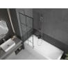 Mexen Next Badewannenwand 1-flügelig 60 x 150 cm, schwarzes Raster, Chrom - 895-060-000-00-77-01