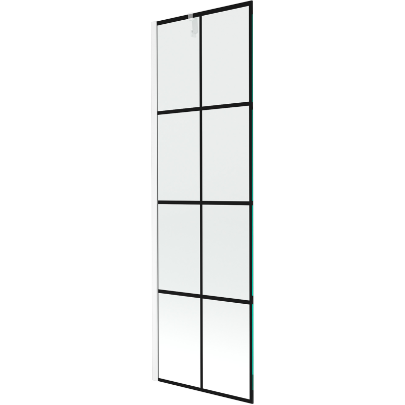 Mexen Next Badewannenwand 1-flügelig 60 x 150 cm, schwarzes Gitter, weiß - 895-060-000-00-77-20
