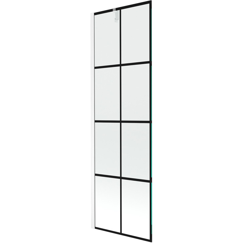 Mexen Next ühepoolne vannitoasirm 60 x 150 cm, must ruudustik, valge - 895-060-000-00-77-20