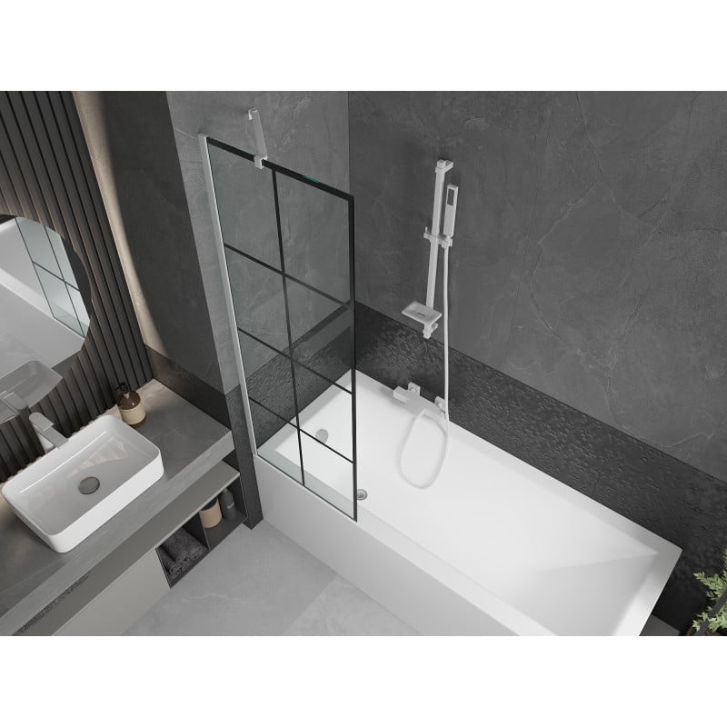 Mexen Next paroi de douche à 1 volet 60 x 150 cm, grille noire, blanc - 895-060-000-00-77-20