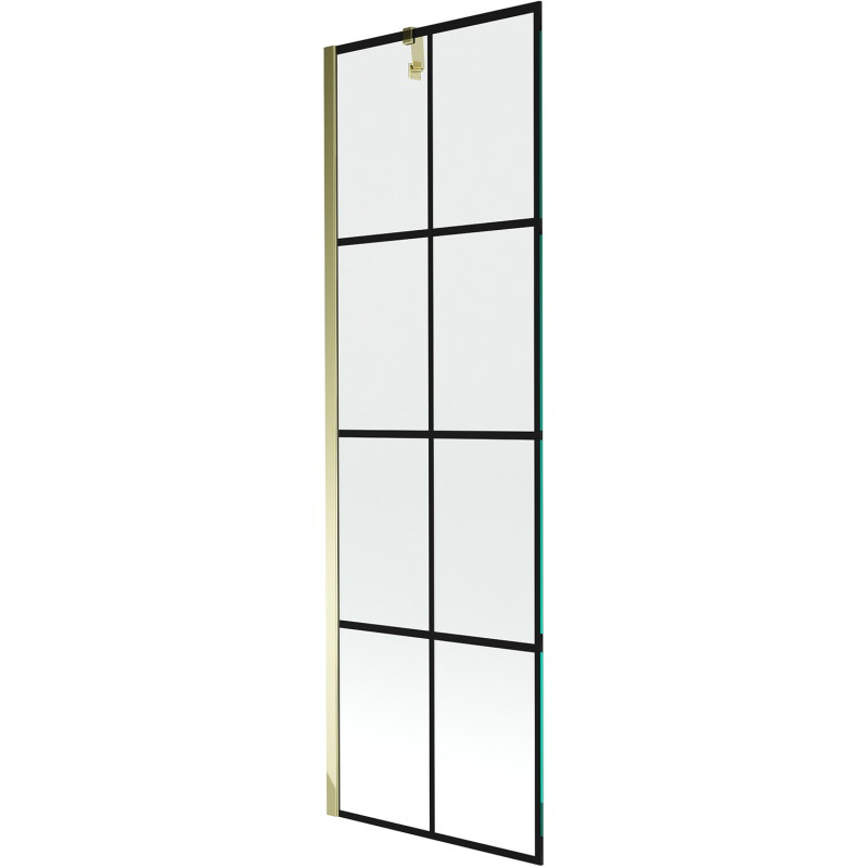 Mexen Next paravan za kadu s jednim krilom 60 x 150 cm, crna rešetka, zlatna - 895-060-000-00-77-50