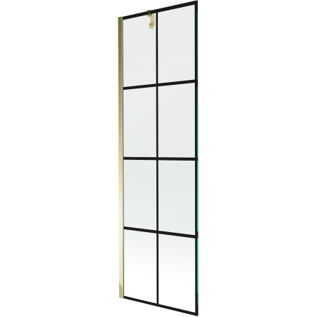 Mexen Next 1-flügelige Badewannenwand 60 x 150 cm, schwarzes Gitter, gold - 895-060-000-00-77-50
