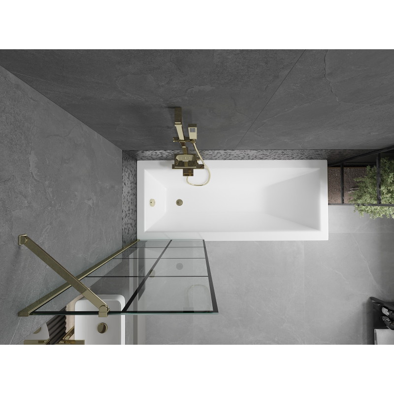 Mexen Next paravan za kadu s jednim krilom 60 x 150 cm, crna rešetka, zlatna - 895-060-000-00-77-50