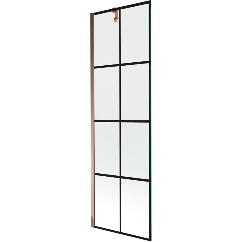 Mexen Next jednokrilni paravan za kadu 60 x 150 cm, crna rešetka, ružičasto zlato - 895-060-000-00-77-60