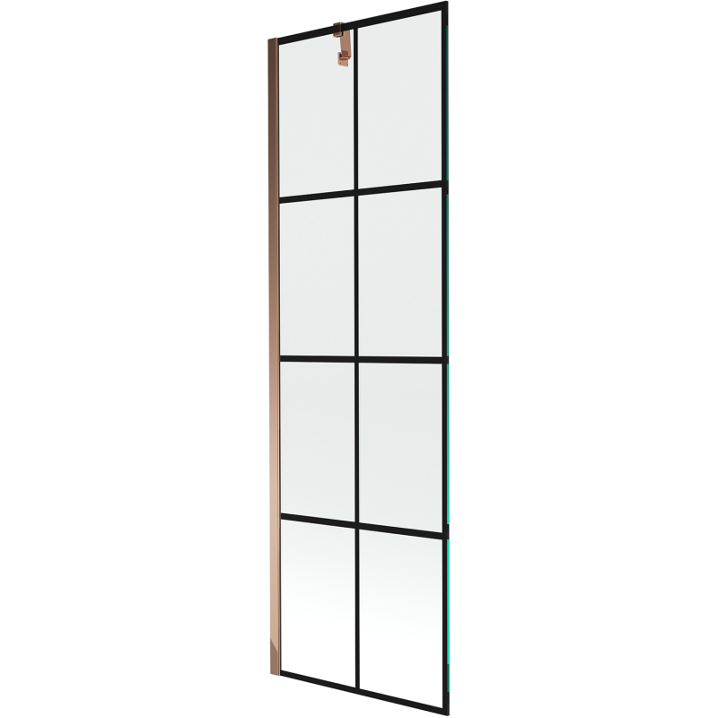 Mexen Next parawan nawannowy 1-skrzydłowy 60 x 150 cm, czarna kratka, różowe złoto - 895-060-000-00-77-60