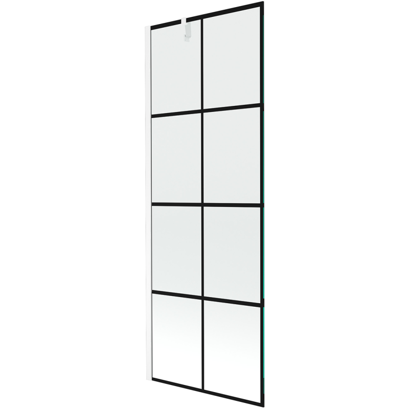 Mexen Next Badewannenabtrennung 1-flügelig 70 x 150 cm, schwarzes Gitter, weiß - 895-070-000-00-77-20