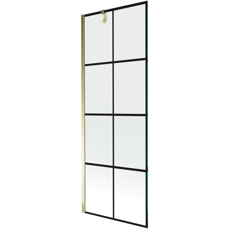 Mexen Next Duschwand 1-flügelig 70 x 150 cm, schwarzes Gitter, gold - 895-070-000-00-77-50
