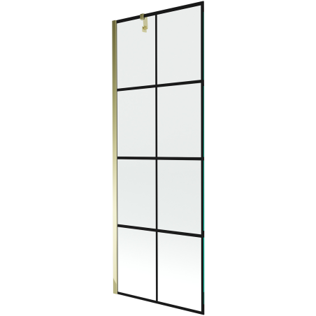 Mexen Next Duschwand 1-flügelig 70 x 150 cm, schwarzes Gitter, gold - 895-070-000-00-77-50