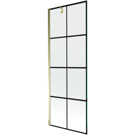 Mexen Next enkelvleugelige badwand 70 x 150 cm, zwart raster, goud - 895-070-000-00-77-50