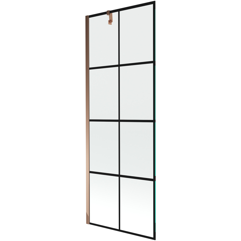 Mexen Next badscherm 1-delig 70 x 150 cm, zwart raster, roze goud - 895-070-000-00-77-60
