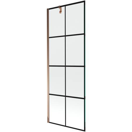 Mexen Next Badefaltwand, 1-flügelig, 70 x 150 cm, schwarzes Gitter, Roségold - 895-070-000-00-77-60