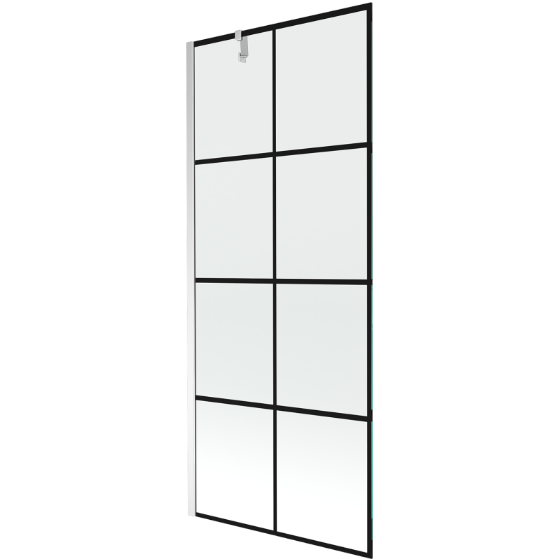 Mexen Next parawan nawannowy 1-skrzydłowy 80 x 150 cm, czarna kratka, chrom - 895-080-000-00-77-01