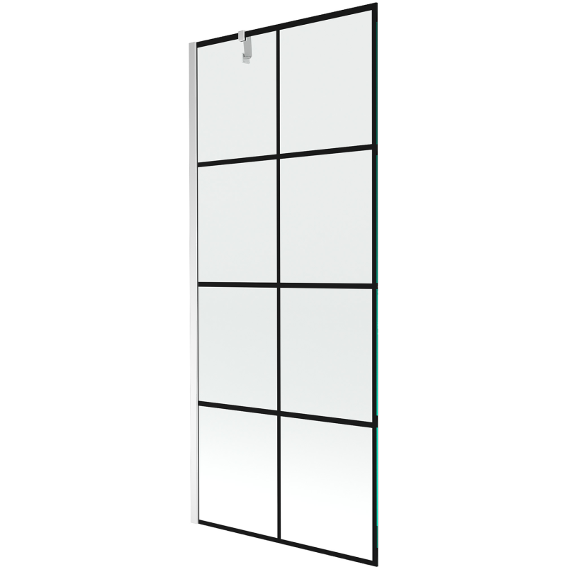 Mexen Next parede de chuveiro de 1 painel 80 x 150 cm, grade preta, cromado - 895-080-000-00-77-01