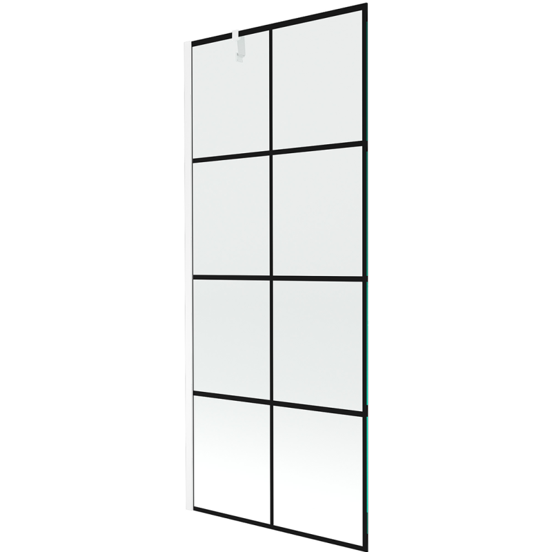 Mexen Next parawan nawannowy 1-skrzydłowy 80 x 150 cm, czarna kratka, biały - 895-080-000-00-77-20