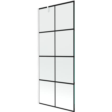Mexen Next paravan za kadu, jednokrilni 80 x 150 cm, crna mreža, bijela - 895-080-000-00-77-20