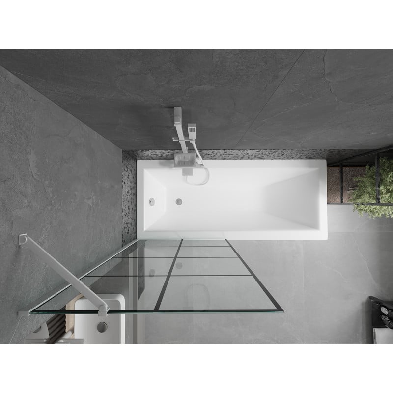 Mexen Next enkel duschvägg 80 x 150 cm, svart rutmönster, vit - 895-080-000-00-77-20