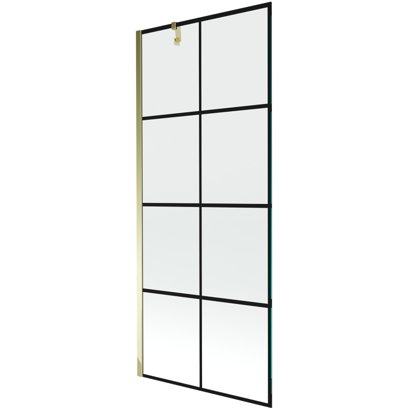 Mexen Next Divisória de banheira com 1 painel 80 x 150 cm, grade preta, dourado - 895-080-000-00-77-50