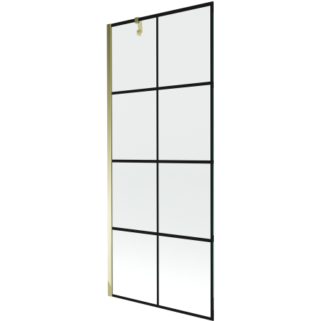 Mexen Next ühe tiivaga vannitoapaneel 80 x 150 cm, must ruudustik, kuldne - 895-080-000-00-77-50