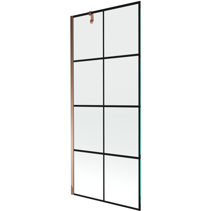Mexen Next Duschabtrennung 1-flügelig 80 x 150 cm, schwarzes Gitter, Roségold - 895-080-000-00-77-60