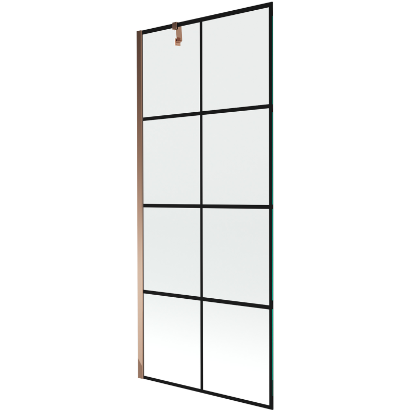 Mexen Next parawan nawannowy 1-skrzydłowy 80 x 150 cm, czarna kratka, różowe złoto - 895-080-000-00-77-60