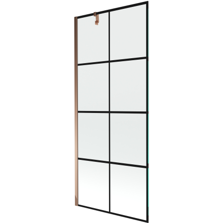 Mexen Next badwand scherm 1-delig 80 x 150 cm, zwart rooster, roze goud - 895-080-000-00-77-60