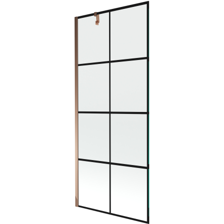 Mexen Next yksisiipinen suihkuseinä 80 x 150 cm, musta ruudukko, ruusukulta - 895-080-000-00-77-60