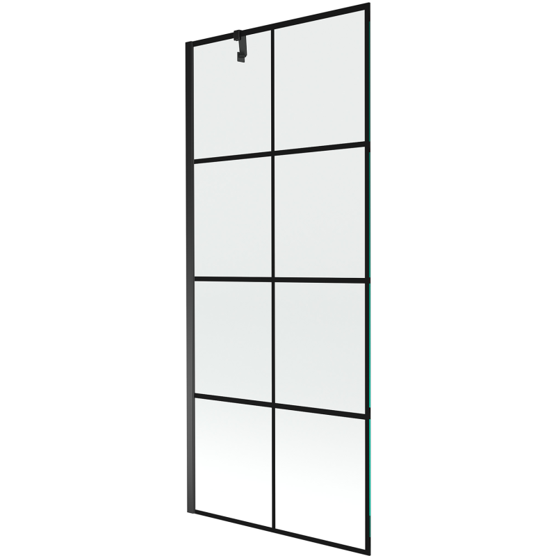 Mexen Next Badewannenfaltwand 1-flügelig 80 x 150 cm, schwarzes Gitter, Schwarz - 895-080-000-00-77-70