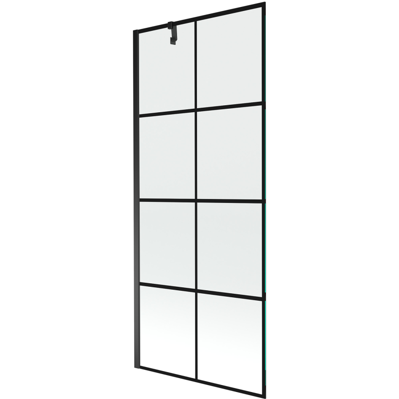 Mexen Next resguardo de banho de 1 painel 80 x 150 cm, grade preta, preto - 895-080-000-00-77-70