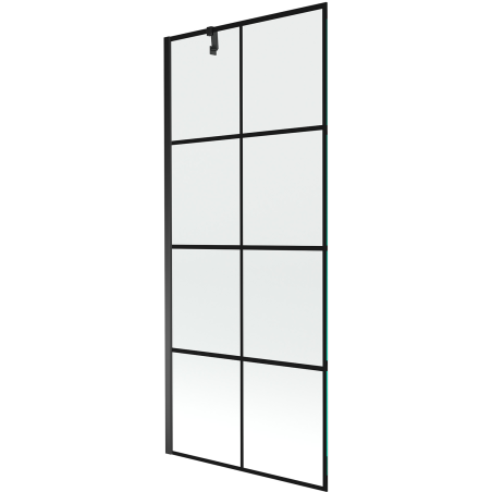 Mexen Next Badewannenfaltwand 1-flügelig 80 x 150 cm, schwarzes Gitter, Schwarz - 895-080-000-00-77-70