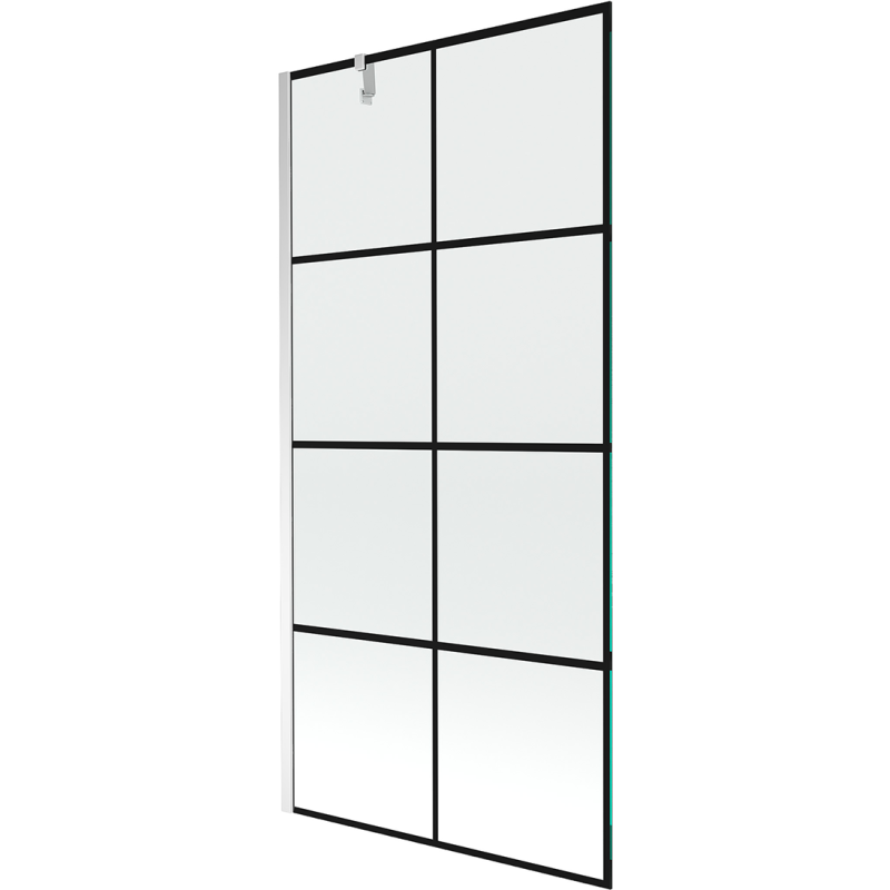 Mexen Next Duschwand 1-flügelig 90 x 150 cm, schwarzes Gitter, Chrom - 895-090-000-00-77-01